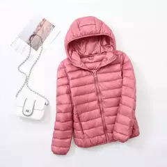 Imagem do Casaco fino leve com capuz de pato para mulheres, casaco curto fino, streetwear quente, branco, plus size, casacos, outono, inverno, 2023