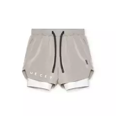 Calções esportivos masculinos de deck duplo, secagem rápida, moletom de corrida muscular, 2 em 1, treino de fitness, verão - Wolf Magazine