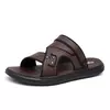 Sandálias de couro confortáveis masculinas, sapatos ao ar livre, marca original, tendência adulta, verão, 2024