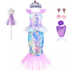 Sereia vestido de festa de aniversário verão menina sereia traje carnaval anime cosplay outfits 2-10 anos crianças fantasia disfarce vestido de baile - Wolf Magazine