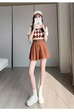 Shorts femininos casuais de cintura alta linha A saias, calças femininas soltas irregulares e chiques, moda verão, novo, 2024 - comprar online