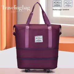 Mala de viagem dobrável para mulheres, separação seca e úmida, bolsa de bagagem leve, bolsa de ombro manual, bolsa de ioga e fitness com rodas - comprar online