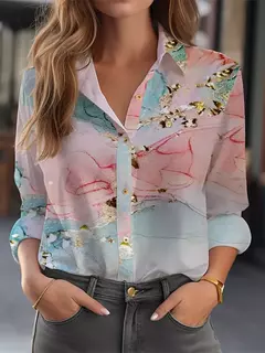 Blusa manga comprida feminina, camisa de temperamento elegante, moda casual, nova - Wolf Magazine