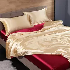 Luxo Satin Bedding Set Capa de edredão com fronha Estilo Europeu King Queen Size Confortável Bed Set Covers Folha de linho - loja online