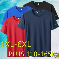 Camiseta extragrande manga curta masculina, secagem rápida, gola redonda, grande, tamanho grande, 5XL, 6XL - loja online