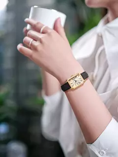 Imagem do Relógios casuais com mostrador digital para mulheres, pulseira de couro quadrada relógio elegante relógio de pulso de quartzo presente retrô