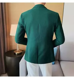 Casaco de peito único masculino, blazer slim fit, blazers grandes, casacos elegantes de luxo, outwear casual coreano para casamento na internet