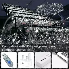 USB LED Copper Silver Wire String Lights, Luzes de fadas impermeáveis, Guirlanda Luz, Natal, Festa de casamento, Decorativo, 5m, 10m, 20m - Wolf Magazine