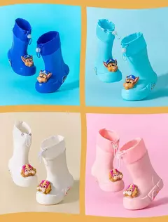 Sapatos de chuva impermeáveis Paw Patrol para meninos e meninas, Sapatos de borracha de tubo médio antiderrapante, Bunched Rain Boots - comprar online