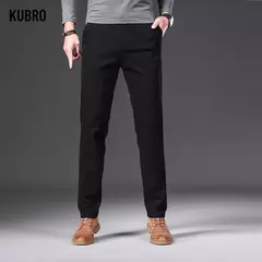 KUBRO-Calças de tecido fosco elástico para homens, calças formais, terno social, traje casual, primavera, outono, 2023 - loja online