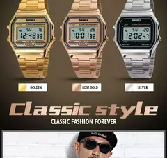 Skmei-Relógio digital à prova d'água para homens, pulseira de aço inoxidável, display LED, relógios esportivos casuais, moda, 1123