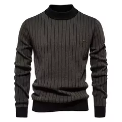 AIOPESON-pulôver de algodão com decote simulado masculino, suéter descascado quente masculino, novo design, outono e inverno na internet