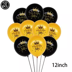 Imagem do Artigos para Festa de Aniversário para Homens e Mulheres, Preto e Dourado, 50 Anos, Pratos De Papel, Copos, Guardanapo, Toalha De Mesa, Louça Decoração