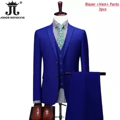 Monocromático Terno de escritório formal, vestido de casamento do noivo, blazer de marca high-end, calças colete, S-6XL, conjunto de 3 peças, vestido de festa - loja online