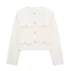 TRAF-Casaco Cropped feminino com botão dourado, blazer bomber, streetwear chique, blusa de casacos femininos, moda primavera, 2022 na internet