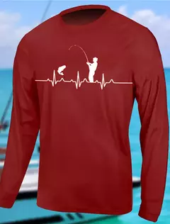 Imagem do Camisa masculina de pesca de manga longa proteção UV, respirável secagem rápida, suor leve wicking top, ao ar livre, verão, primavera
