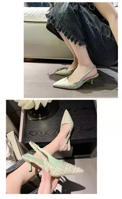 Sandálias de salto alto com sal marinho para mulheres, sapatos únicos com meia-cabeçada traseira oca, moda casual versátil