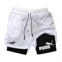 Calções de compressão de dupla camada respirável masculino, elásticos, de secagem rápida, multi-funcional, 2 em 1, verão, M-3XL na internet