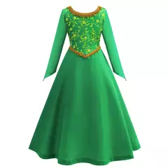 Fiona vestido de halloween shrek cosplay fantasia vestir-se verde princesa traje crianças elegante vestido crianças manga longa impressão vestidos - Wolf Magazine