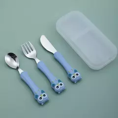 Talheres portáteis de aço inoxidável para crianças, Spoon Forks Box Utensílios de alimentação do bebê Conjunto de talheres para bebês, 3pcs - Wolf Magazine