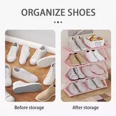 Imagem do Rack de armazenamento de sapatos simples de 4 camadas, economiza espaço, resistente, organizador de sapatos para quarto, piso, rack de armazenamento, organizador