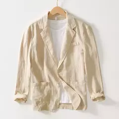 Blazer casual masculino, terno de linho de algodão branco sólido, casaco fino e respirável, casaco de negócios masculino, primavera, verão, 2022 - comprar online