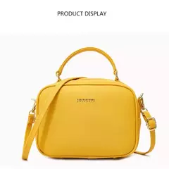 PU Leather Square Strap Satchel, Bolsa simples de cor sólida, bolsa de ombro, Commuter Shopping Collection Bag