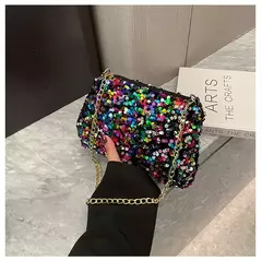Lantejoulas crossbody saco de corrente simples ins cor sólida lantejoulas bolsa de ombro axilas bolsa de telefone noite sacos de embreagem bolsa