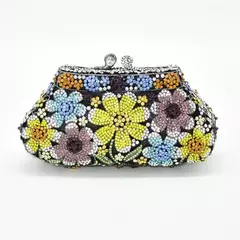 Bolsa de casamento nupcial cristal bling para mulheres, forma de flor, bolsa diamante, bolsas de luxo, moda bolsa de baile, nova