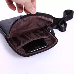Bolsa de cintura de couro masculina, cinto para celular para pequenas empresas, esporte ao ar livre, um ombro, andar, vestindo