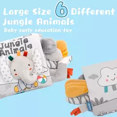 Bebê macio 3D Touch Feel Livro de pano de alto contraste, aprendizagem precoce sensorial, carrinho de criança infantil, 0-12 meses - Wolf Magazine