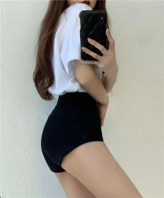 Calções magros de cintura alta feminina, senhoras, coreanas, magras, todas as partidas, calças quentes, pretas, streetwear, sexy, clube, verão, moda, novo na internet