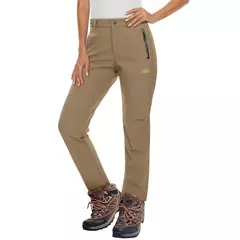 MAGCOMSEN-Calça de lã feminina com bolsos de zíper, calça reta impermeável, carapaça macia, esqui quente com neve, outono e inverno - comprar online