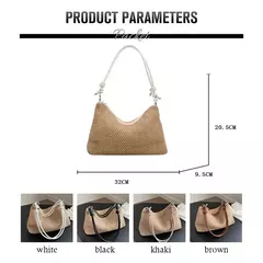 Saco de palha tecido Rattan para senhoras, sacola de grande capacidade, bolsa trançada artesanal, bolsa de ombro, moda - Wolf Magazine