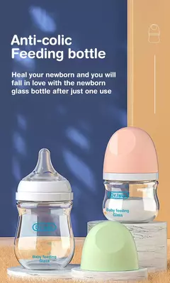 Imagem do Mamadeiras de leite antiflatulência recém-nascidas, Mamadeira, Vidro, Sem BPA, 90ml, 160ml, 1pc