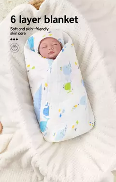 Cobertor de algodão para recém-nascidos, 6 camadas, swaddle de alta densidade, cobertor respirável, cobertor infantil - Wolf Magazine