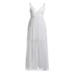 Vestidos de casamento elegantes Bohemia para mulheres, decote em v, vestidos de noiva sem mangas, brilhante, linha A, vestido de noiva, vestido maxi, decotado, feminino, 2024