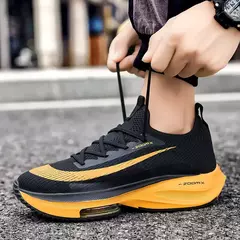 Unisex Lace Up Round Toe Sneakers, amortecimento tênis para mulheres e homens, corrida de instrutor, tênis respirável para casal, moda na internet