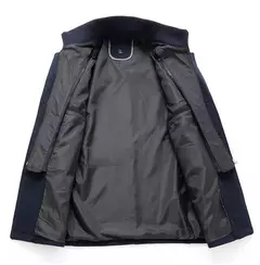 Casaco de gola dupla masculino, jaquetas quentes, casacos à prova de vento, moda outono e inverno - comprar online