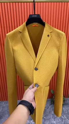 Imagem do Casaco masculino com peito único, casaco de vestido de negócios, blazer masculino elegante, jovem designer de luxo emo, marrom, nova moda, 2024