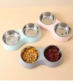 Tigela dupla de comida para animais de estimação, aço inoxidável, aparelho para bebidas, comida para cães, filhote de cachorro, suprimentos de alimentação, gatinho, acessórios de água - Wolf Magazine