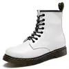 Botas de couro genuíno clássico de seis furos para homens e mulheres, bota curta, bota de equitação ao ar livre, estilo britânico, moda, tamanho 35-48