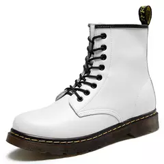 Botas de couro genuíno clássico de seis furos para homens e mulheres, bota curta, bota de equitação ao ar livre, estilo britânico, moda, tamanho 35-48