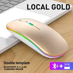 Mouse ergonômico sem fio para jogos, ratos silenciosos, LED retroiluminado, Bluetooth, RGB, recarregável, apto para laptop, PC - loja online