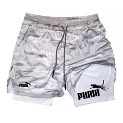 Calções de compressão de dupla camada respirável masculino, elásticos, de secagem rápida, multi-funcional, 2 em 1, verão, M-3XL na internet