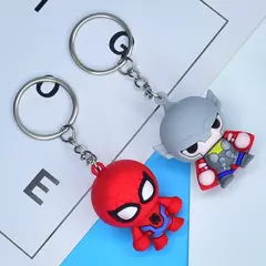 Marvel dos desenhos animados chaveiro homem aranha homem de ferro morcego hulk thor anime vingadores chaveiro figura silicone chave do carro jóias brinquedos presente na internet