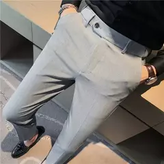 Imagem do Calça justa para homens, terno de negócios masculino, calças de alfaiataria social, roupas de grife pretas, moda verão, 9, 2024