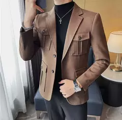 Blazers masculinos de peito único, ternos cinza, casacos grandes, tamanho grande, moda de alta qualidade, novo em 2020 - comprar online