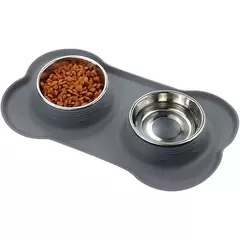 Tigela dupla antiderrapante para cães, com tapete de silicone, durável, aço inoxidável, alimentador de alimentos para animais de estimação, tigelas para cães e gatos - comprar online