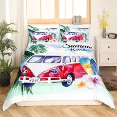 Conjunto de capa de edredão para menino e adolescentes, tampa de cama, tampa de cama, praia, estilo férias, camping feliz, rei, verão - loja online